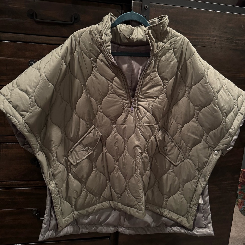 Puffer Poncho with Pockets